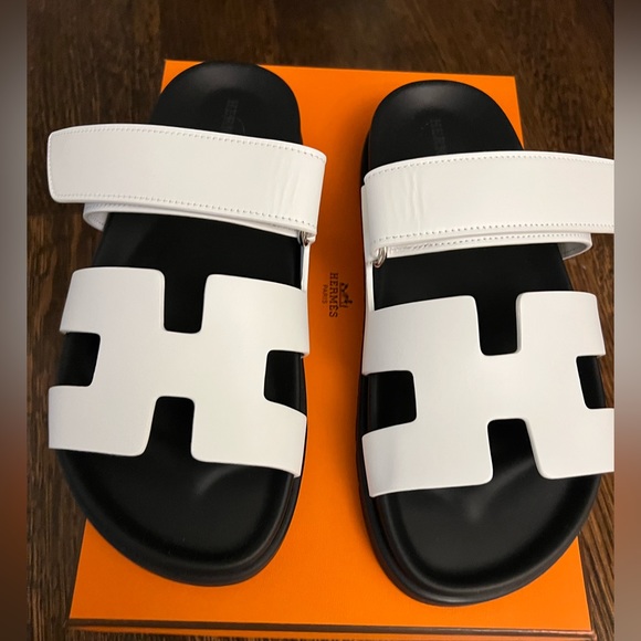 Hermes Shoes - Hermes Chypre White Sandals 38.5